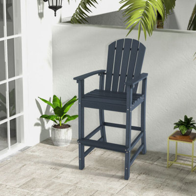 Beachcrest Home⢠Outdoor Hdpe Bar Height Stool Patio Tall Chair Armrest Footrest All Weather by Beachcrest Home