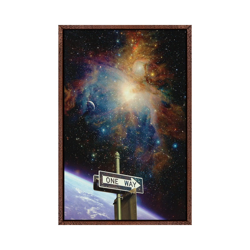 One Way by Nicebleed - Print on Canvas, 66.04cm H x 45.72cm W x 3.81cm D, Classic Brown Wood Framed