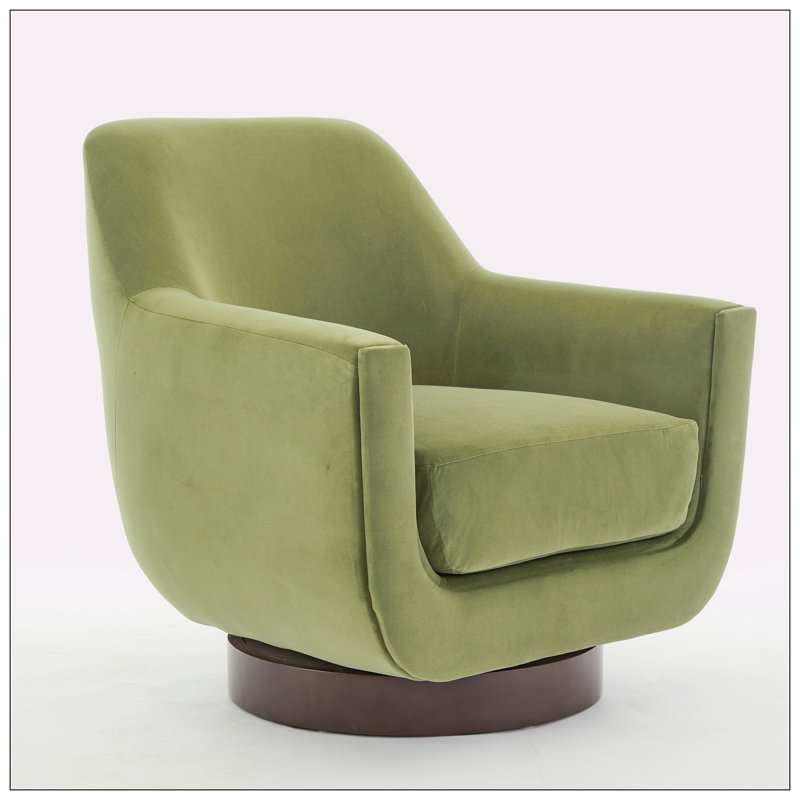 Fauteuil demi-tonneau pivotant de 30,90 po Mercersville, Velours vert
