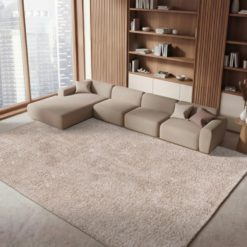 Delane Handmade Tufted Brown Area Rug, Rectangle 8' x 10'