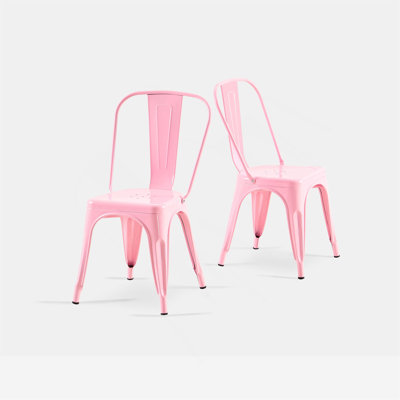Industrial Metal Dining Chairs 18 Inch Seat Height Stackable, Indoor Outdoor, Lightweight Easy-Clean Surface, Easy Assembly, Durable Modern Design