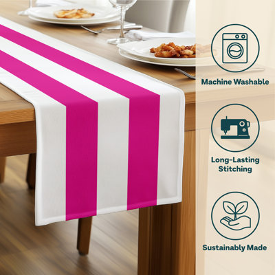 Fuchsia Striped Table Runner 108" x 14"