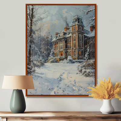 «Winter At The College Campus - College and University Buildings», reproduction d'art mural