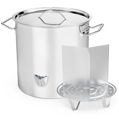 52QT Stainless Steel Steamer Pot With Water Fill Spout, Divider And Rack