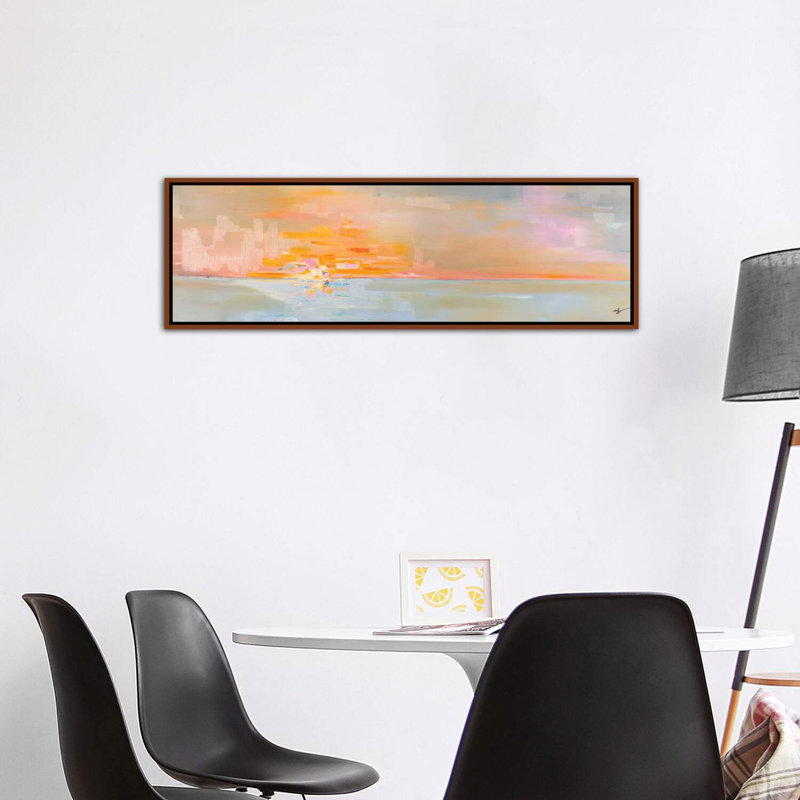 «Sunset II», reproduction panoramique, H 20 po x l 60 po x P 1,5 po, Toile avec cadre en bois classique