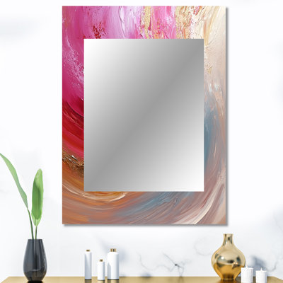 Or et rose océan encre Harmony I - peinture abstraite murale miroir, miroir décoratif moderne, impression d'art en métal