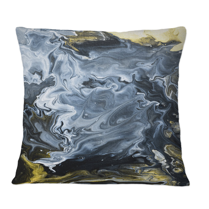 Coussin décoratif doré à motif de nuages dorés blancs et jaunes IV, 18 po x 18 po