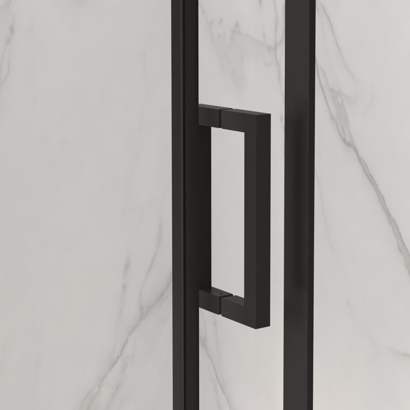 56-60" Frameless Sliding Shower Door, 72"H, 8Mm Tempered Clear Glass, Easy Clean, Matte Black Finish, Matte Black