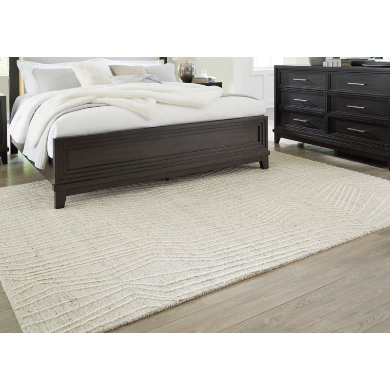 Gray and Ivory Abstract Tufted Handmade Reversible Wool Rug, 8' x 10'