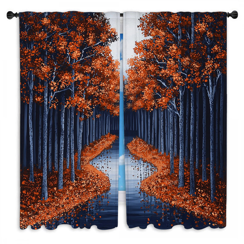 Rideaux de fenêtre Autumn Forest, rideaux rustiques - 2 panneaux, L 20 po x L 52 po