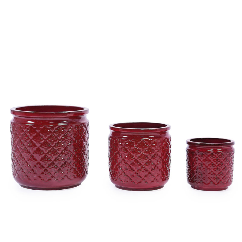 3 pots de fleurs modernes en céramique rouge pour les espaces intérieurs - et aucun pot de fleurs d'assemblage dans le salon