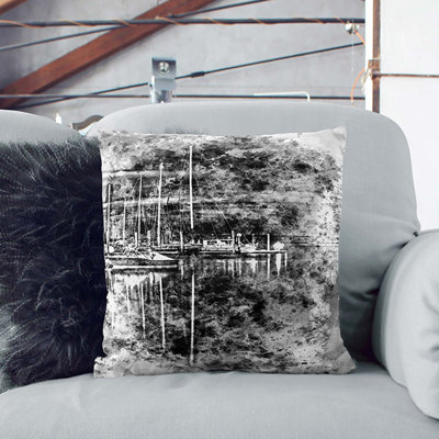 Boat Reflections In Abstract Square Throw Cushion