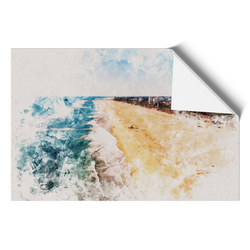 Huntington Beach in California - Unframed Painting, 21cm H x 30cm W x 0.1cm D