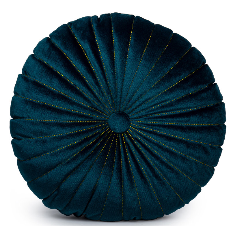 Housse et insert de coussin décoratif rond Viveros, Bleu sarcelle
