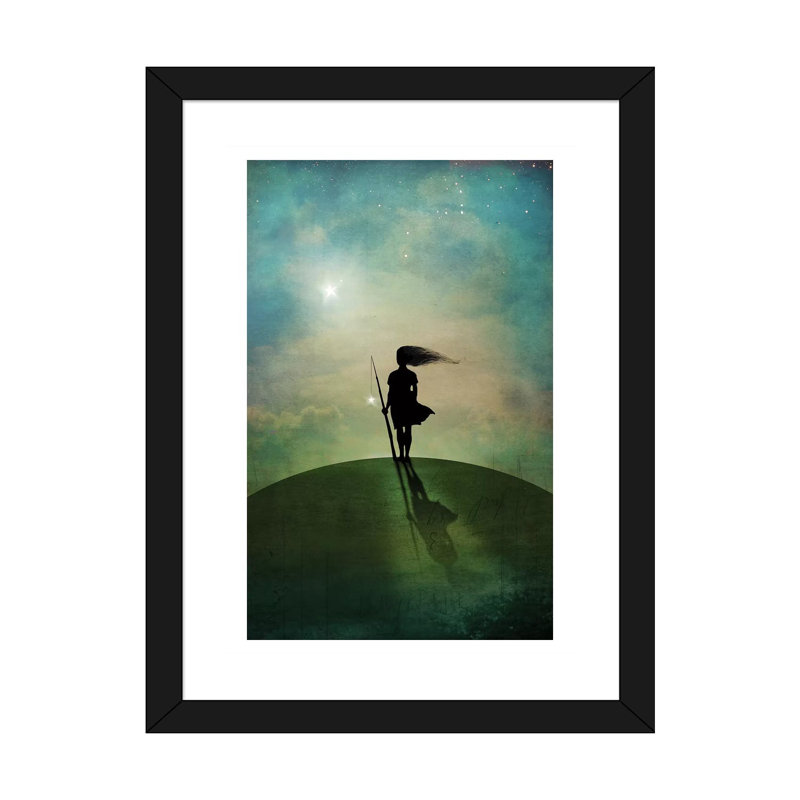 «Morningstar» par Catrin Welz-Stein - impression d'art graphique, Papier encadré noir, Blanc, H 32 po x l 24 po x P 1 po