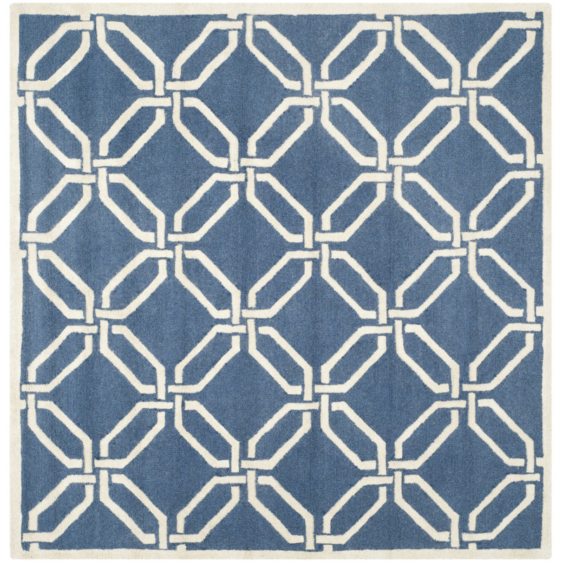 Deedgra Hand Tufted Wool Geometric Rug, Square 6'