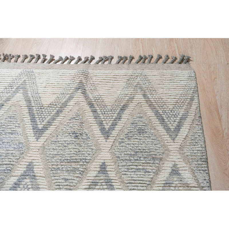 Marcilene Beige Hand-Knotted Wool Contemporary Transitional Area Rug