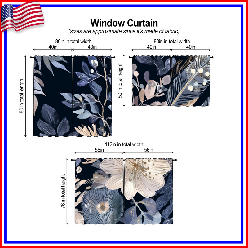 Rideaux de fenêtre à motif floral obscurcissant et obscurcissant - 2 panneaux, 40 po x 60 po - 2 panneaux, Transparent