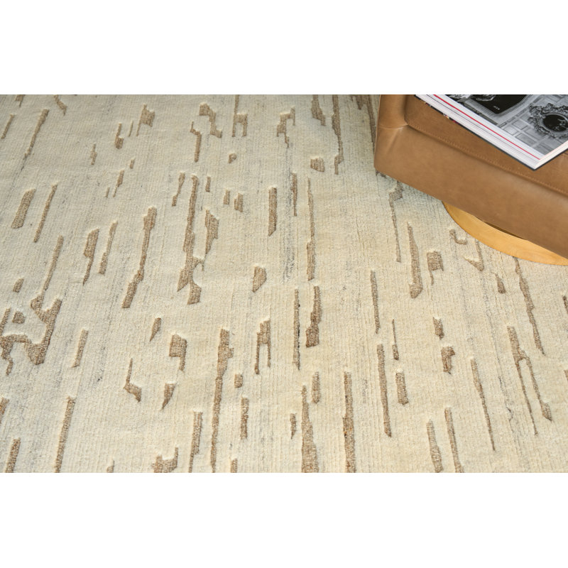 Boulder Hand Knotted Wool Beige Area Rug, 15'X20'