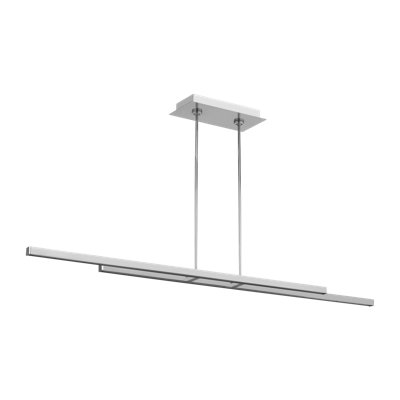 Mick De Giulio Stagger 2-light Linear Chandelier in Polished Stainless Steel with Acrylic shade