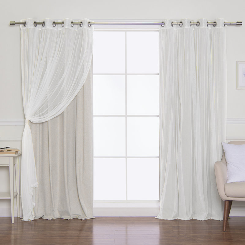 Paire de rideaux occultant en polyester Fortson Max, 52 po x 84 po, Naturel