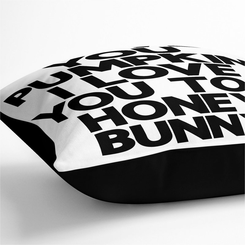 Pumpkin and Honey Bunny Typography Scatter Cushion, Black, 55cm H x 55cm W x 20cm D