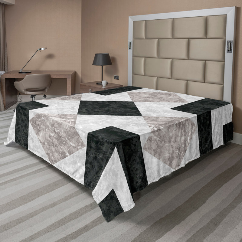 Ambesonne Print Top Flat Sheet, Black/Beige Abstract, California King Flat Sheet