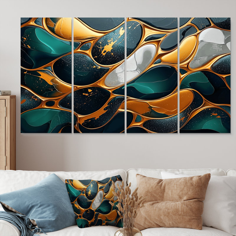 Clocher - tuile abstraite, décoration murale - art mural moderne, 4, H 28 po x l 48 po