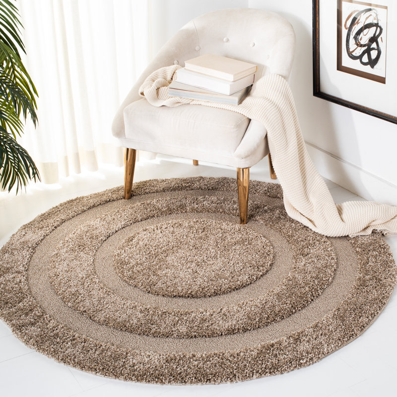 Solid Colour Power Loom Area Rug, Round 122 cm