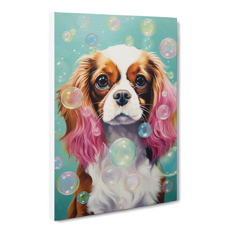 Cavalier King Charles Spaniel Bubble Gum - No Frame Print, 50cm H x 35cm W x 3cm D