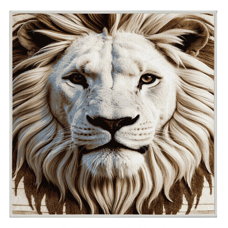 Washable White Lion Big Cats Area Rug, Rectangle 8' x 12'