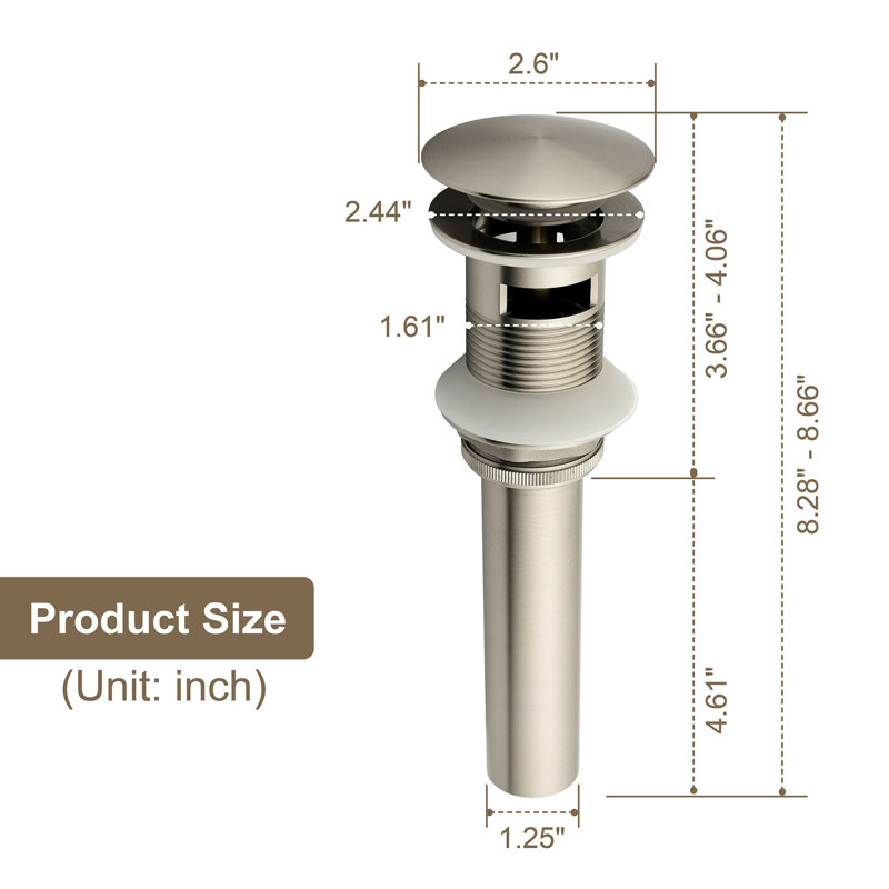2.6'' W Pop-Up Yes, Brushed Nickel