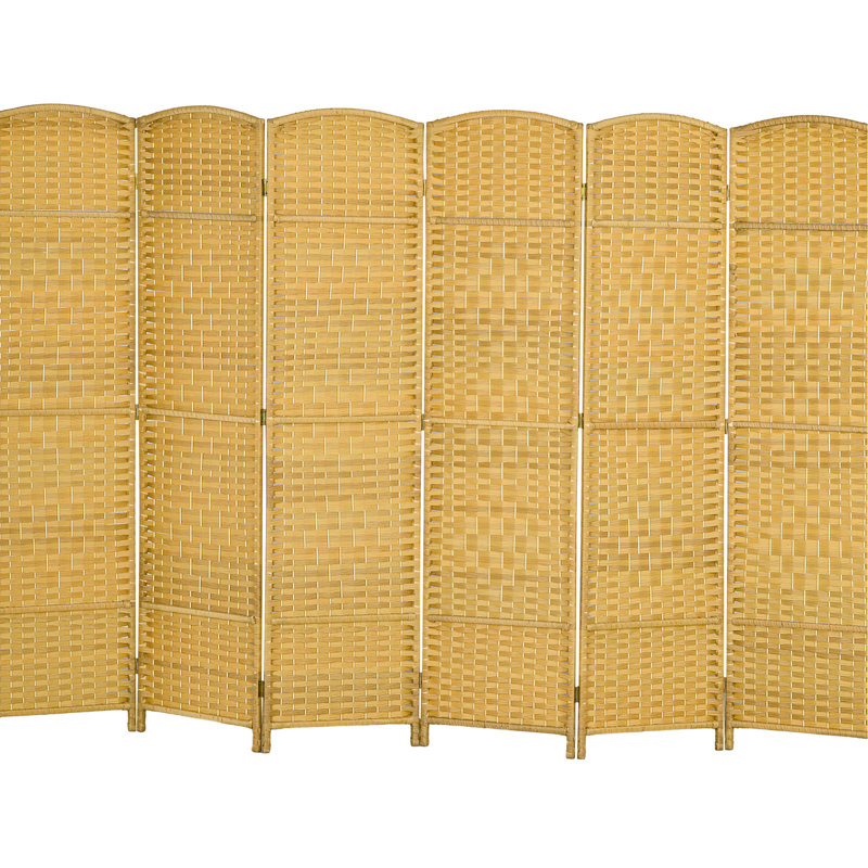 Paravent pliable à 6 panneaux en bois naturel - Tissé à la main - Idéal pour la maison, le bureau, le salon ou la chambre.