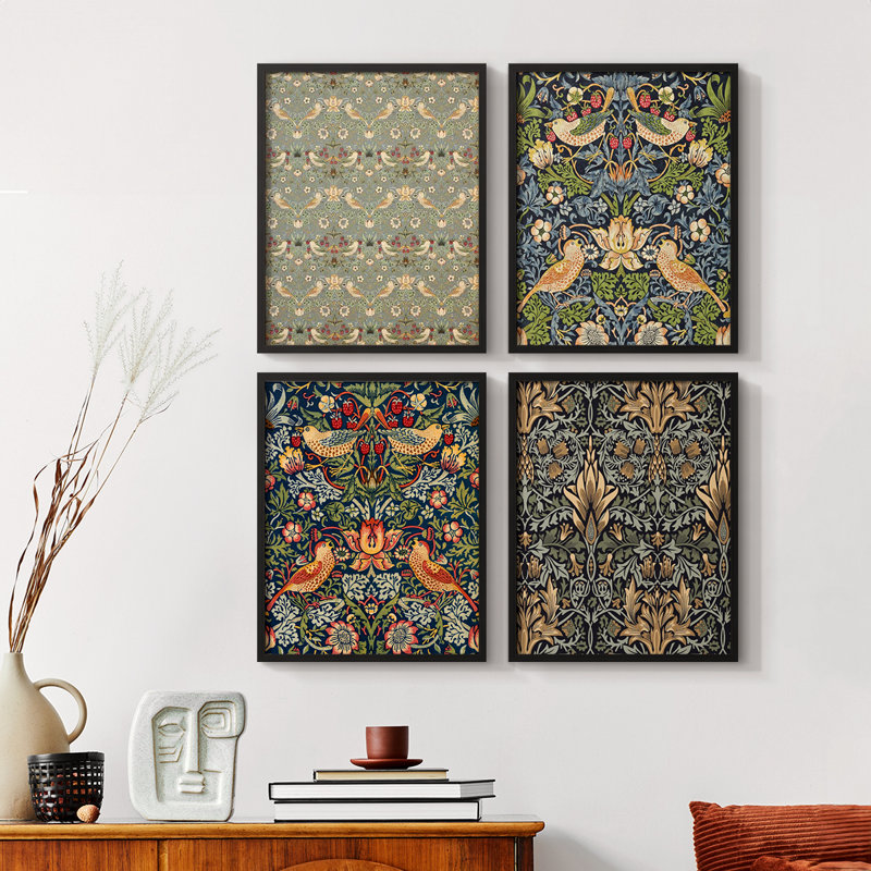 Vintage Abstract Print CLXVII  Framed Print - Set of 4, 44" H x 14" W, Black