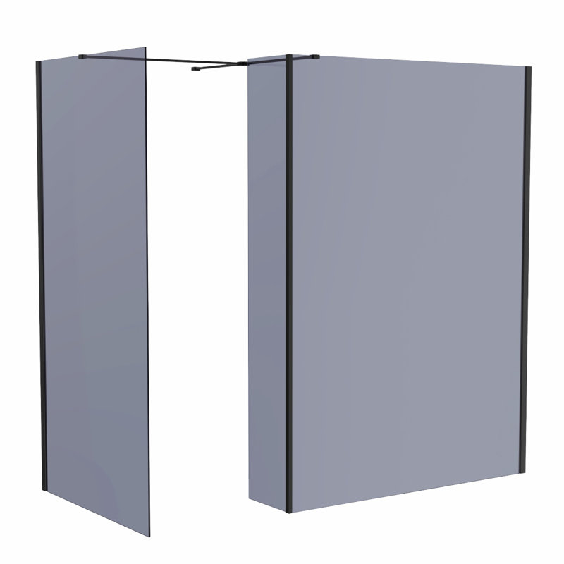 Black Walk In Shower Enclosure Wet Room Grey Glass Screen 1200mm & 1000mm with 300mm Return Panel
