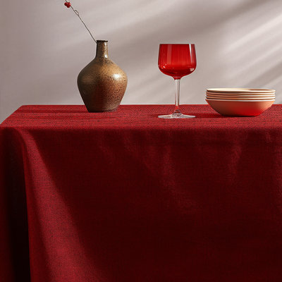 Solid Textured Rectangle Tablecloth, Stain & Wrinkle Resistant, Machine Washable