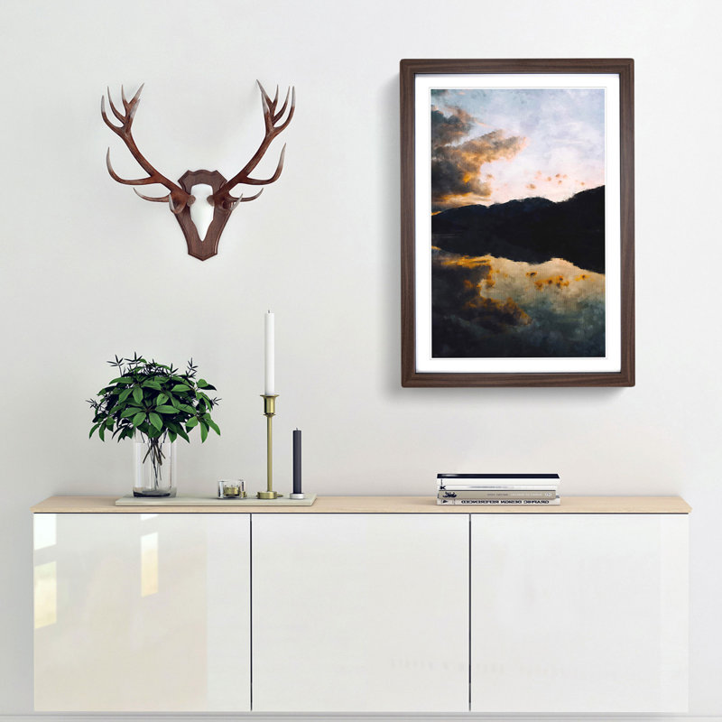 Reflection of the Clouds and Mountains - Picture Frame Painting Print, 63cm H x 45cm W x 2cm D, Walnut Framed