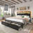 Queen Bed Frame With Headboard, Led Bed Frame With Charging Station, Storage Bed With 2 Wooden Drawers-1020760812-1028532640