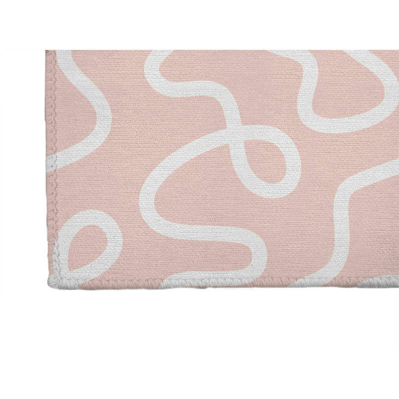 Squig Decorative Lightweight Office Mat, 5' W x 3' L, Pink