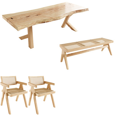 Modern simple rectangular solid wood table set