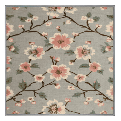 Washable Apple Blossoms Farm Area Rug
