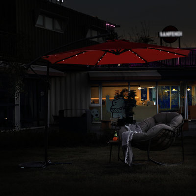 Parasol solaire à DEL de 3 m (10 pi), économie d'énergie pour parasol suspendu extérieur - Orange, 40 lumières, poignée de mât stable, espacement