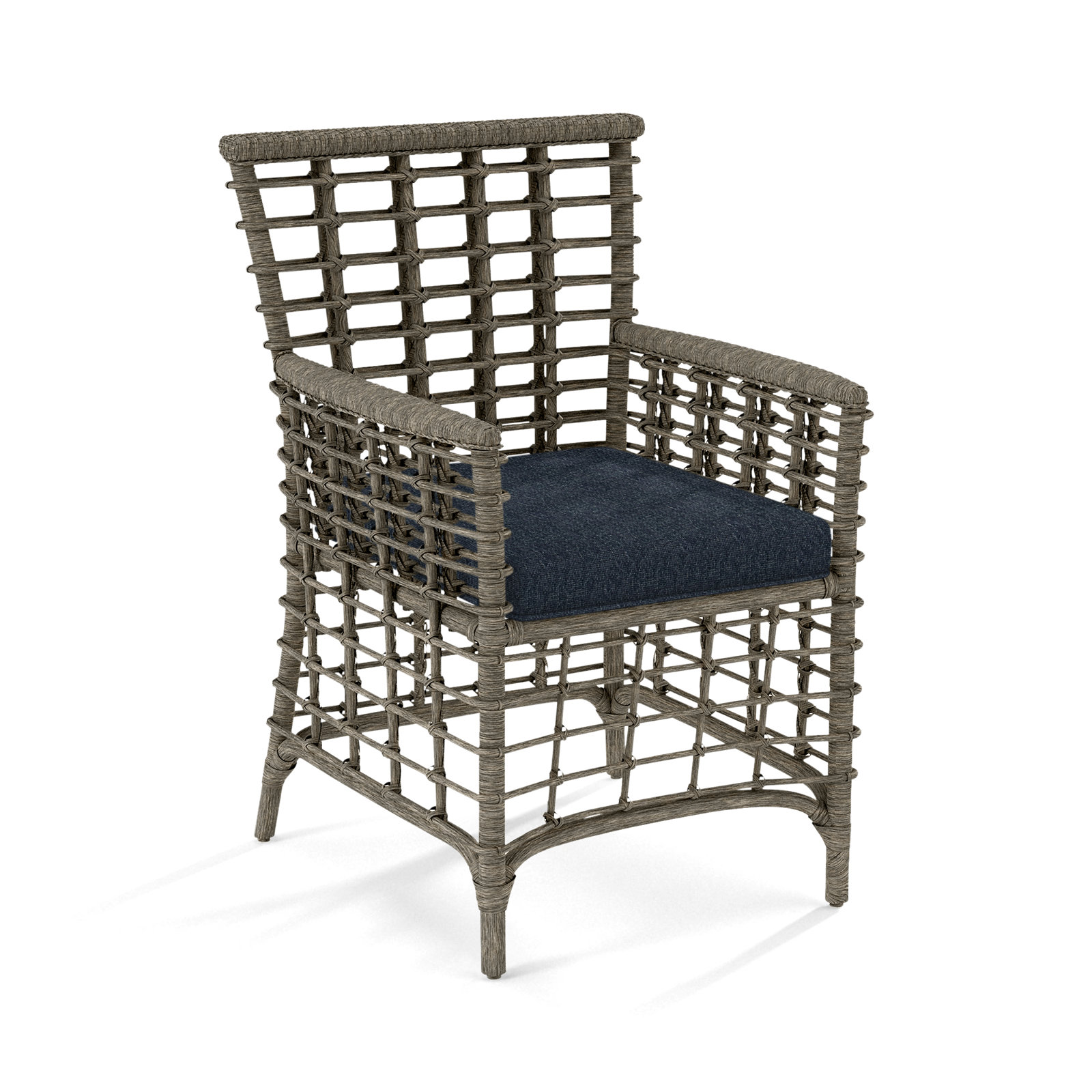 Luca Dining Armchair, Navy Crypton Performance, Stone Hearth