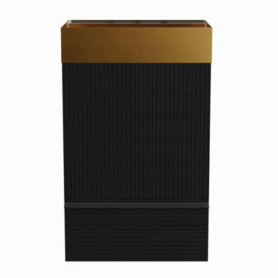 20" Striped Matt Black Bathroom Vanity With Integrated Brushed Gold 304 Stainless Steel Bathroom Sink, Freestanding Bathroom Cabinet For Modern Bathroom
