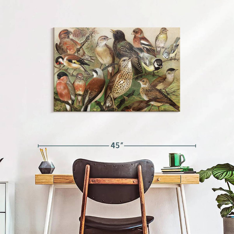 Brampt Botanical Birds Collection I, 24" H x 36" W