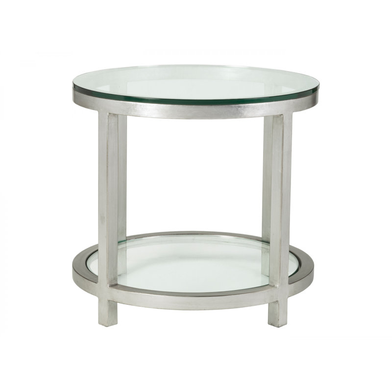 Metal Designs Per Se Round End Table, Silver Leaf