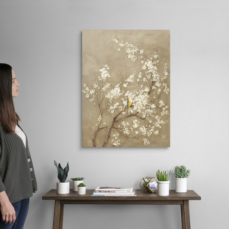 «White Cherry Blossom I», art mural neutre sur toile, H 32 po x l 24 po x P 1,25 po, Toile tendue