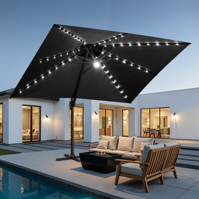 Parasol en porte-à-faux 13 pi 10 pi avec lumières DEL, base lestée non inclus
