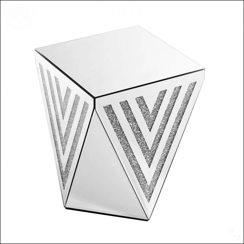 Mirror Table, Gorgeous Side Table With Crystal Inlay, Small Mirror Coffee Table