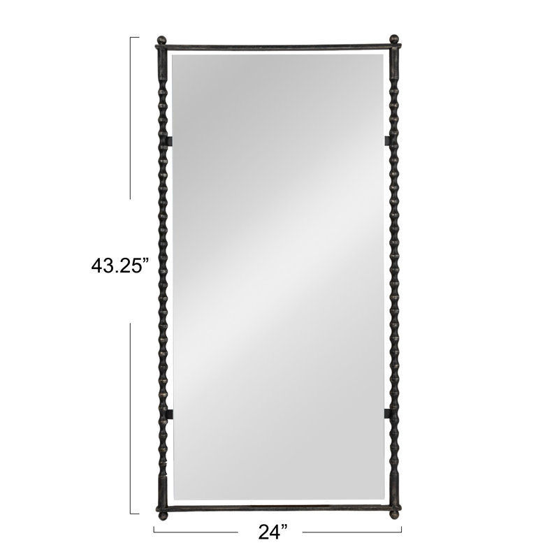 Cast Metal Framed Tall Wall Mirror, Black